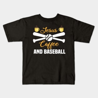 Jesus Coffe and Baseball Kids T-Shirt